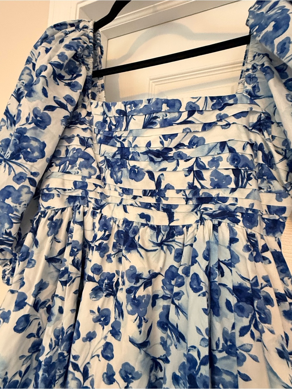 Abercrombie &Fitch Blue Floral Puff-Sleeve Women’s Dress - Picture 5 of 6